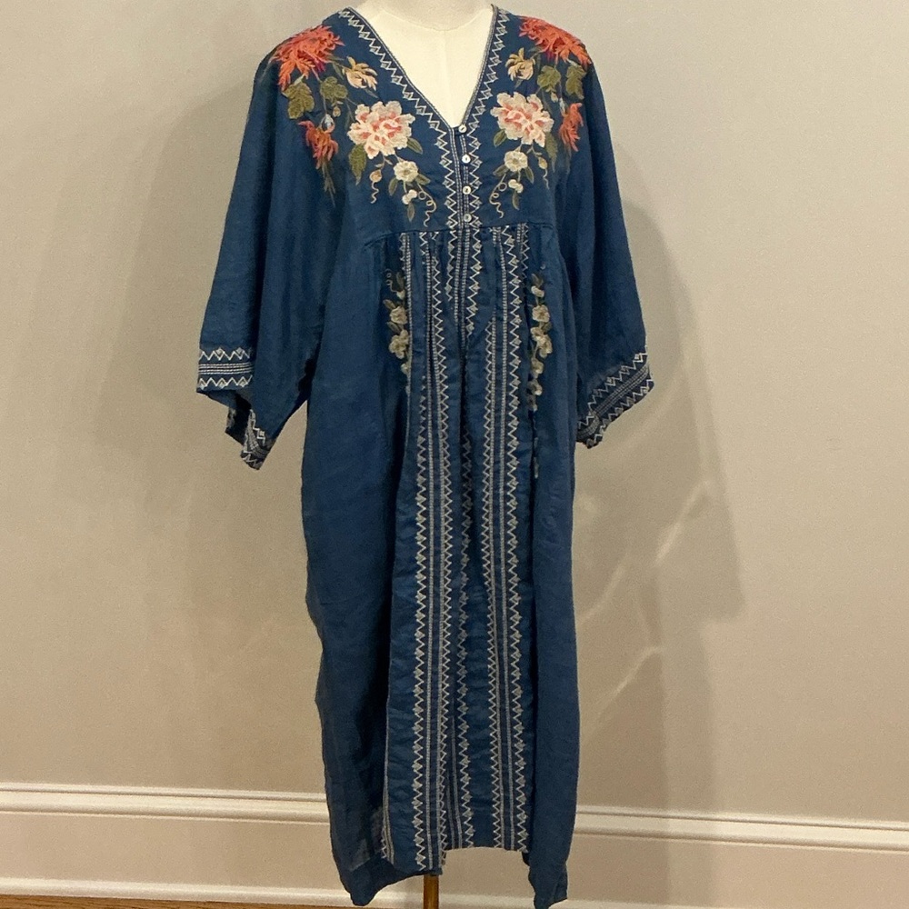 Johnny Was Blue Embroidered dress